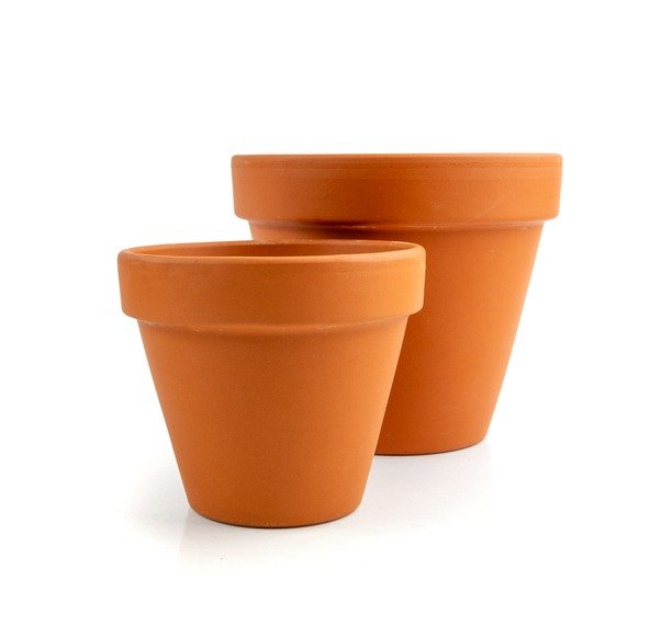 Empty terracotta flower pots, clay garden vase, brown ceramic plant container, garden pottery earthenware