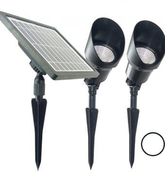 זוג ספוטים סולאריים 36 לדים לתאורת חצר צביע לבן